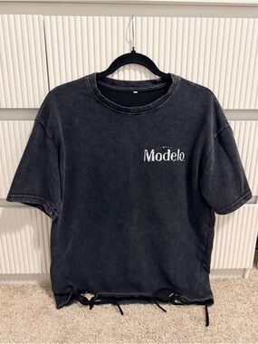 ModelCo Black Distressed Logo Tee
